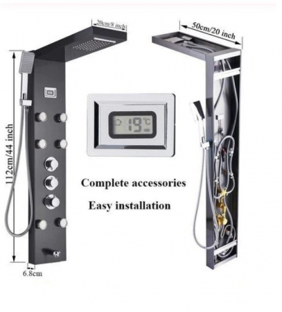 Panel de dus cu hidromasaj " Desire"', Inox mat, Functia" Cascada", Termostatic [2]