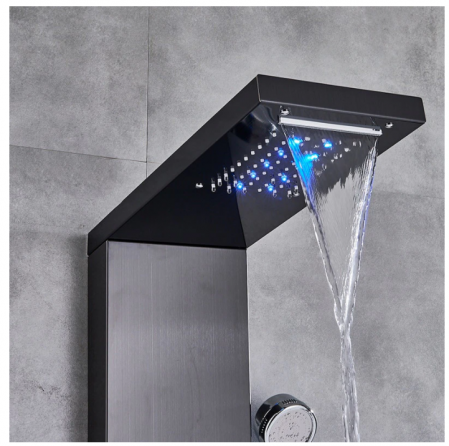 Panel de Dus cu LED,Negru(ecran de temperatura),efect de ploaie,sistem de masaj,jeturi SPA, AquaSpa [6]