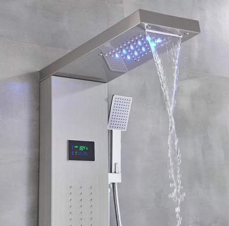 Panel de dus Gri, AquaSpa, cu hidromasaj, cu display led a temperaturii, Functie "Cascasda" [1]