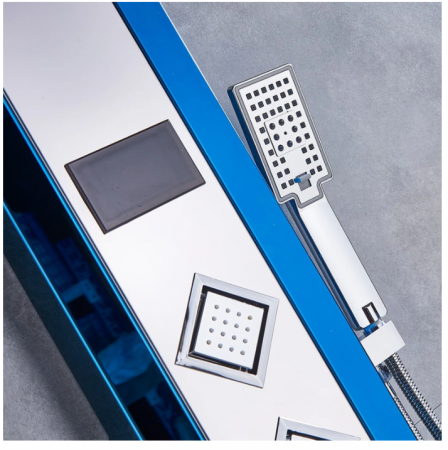 Panel de Dus Multifunctional cu LED, Albastru(ecran de temperatura), efect de ploaie, sistem de masaj, jeturi SPA, cu functie de bideu [4]