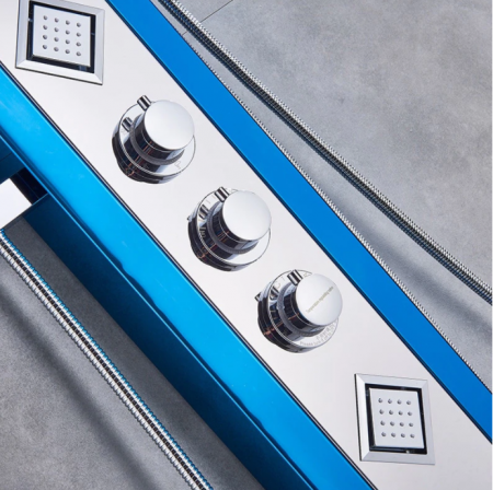 Panel de Dus Multifunctional cu LED, Albastru(ecran de temperatura), efect de ploaie, sistem de masaj, jeturi SPA, cu functie de bideu [5]