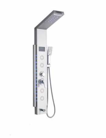 Coloane de dus - Panel de Dus Multifunctional cu LED,AquaSpa,Gri, efect de ploaie,sistem de masaj