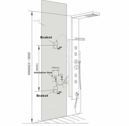 Panel de Dus Multifunctional cu LED,AquaSpa,Gri, efect de ploaie,sistem de masaj [1]