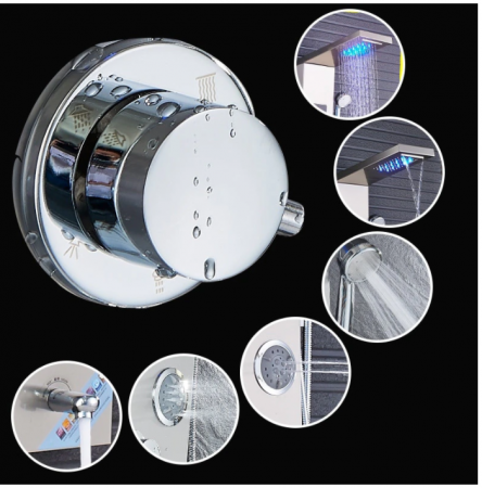 Panel de Dus Multifunctional cu LED,efect de ploaie,sistem de masaj,jeturi SPA, AquaSpa [3]
