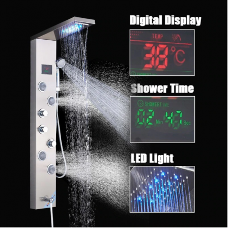 Panel de Dus Multifunctional cu LED,efect de ploaie,sistem de masaj,jeturi SPA, AquaSpa [4]