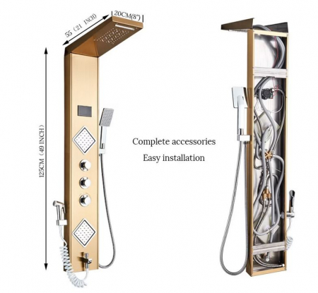 Panel de Dus Multifunctional cu LED,GOLD(ecran de temperatura),efect de ploaie,sistem de masaj,jeturi SPA [2]