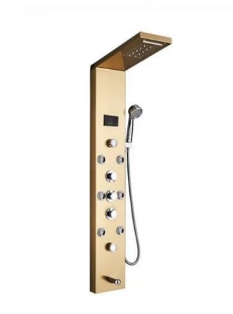 Coloane de dus - Panel de Dus Multifunctional cu LED,GOLD,ecran de temperatura,efect de ploaie,sistem de masaj,jeturi SPA