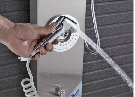 Panel de Dus Multifunctional cu LED, Gri, Duze rotative, Ecran de temperatura, efect de ploaie, sistem de masaj, jeturi SPA, AquaSpa, Functie de Bideu [5]