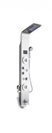 Coloane de dus - Panel de Dus Multifunctional cu LED, Gri, Duze rotative, Ecran de temperatura, efect de ploaie, sistem de masaj, jeturi SPA, AquaSpa, Functie de Bideu
