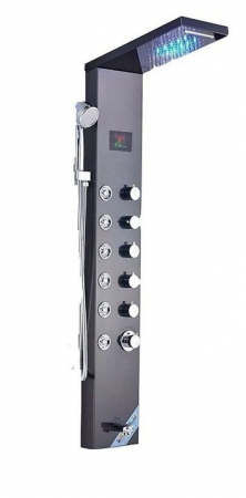 Coloane de dus - Panel de Dus Multifunctional cu LED, Negru(ecran de temperatura), Aqua Spa, efect de ploaie, sistem de masaj, jeturi SPA