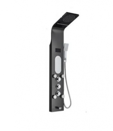 Coloane de dus - Panel de dus multifunctional cu led, negru, efect de ploaie, sistem de masaj, jeturi SPA, model curbat, AquaSpa