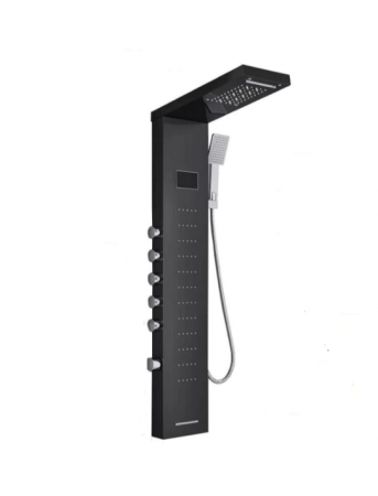 Coloane de dus - Panel de dus negru, AquaSpa, cu hidromasaj si functie cu display led a temperaturii