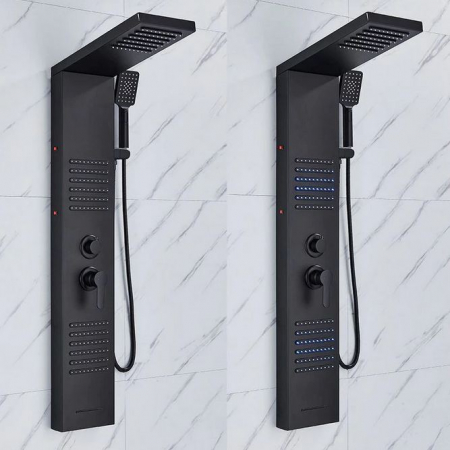 Panel de dus negru mat, cu functie de cascada, lumini Led, AquaSpa [1]