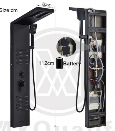 Panel de dus negru mat, cu functie de cascada, lumini Led, AquaSpa [5]