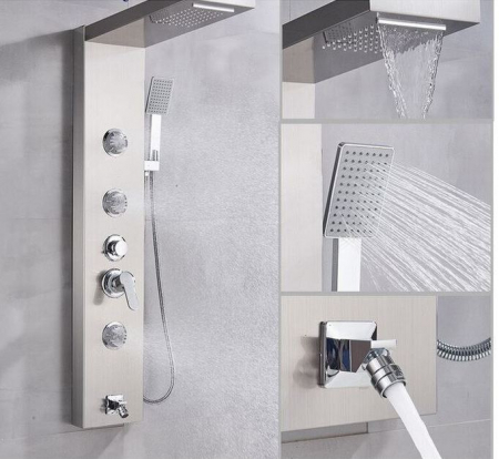 Panel de dus nichelat, cu functie cascada si jeturi de masaj, AquaSpa [4]