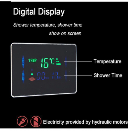 Panou de Dus Multifunctional cu LED, afisaj digital, Negru, jeturi SPA, baterie cu efect de ploaie, sistem de masaj, 5 functii de curgere a apei, Duze Rotunde, 114cm lungime, AquaSpa [3]