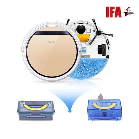 Robot Aspirator ILIFE inteligent V5S Pro, Fara Fir, Curatare Umeda si Uscata, Alb/Bej [5]