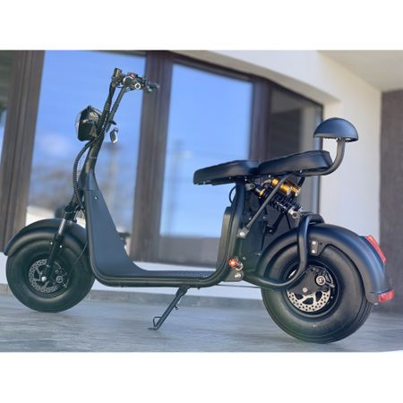 Scuter Electric Harley 1500W, pentru 2 persoane, Baterie 20AH Suspensie fata+spate,Far led cu indicator baterie, Telecomanda, Alarma, Negru [3]