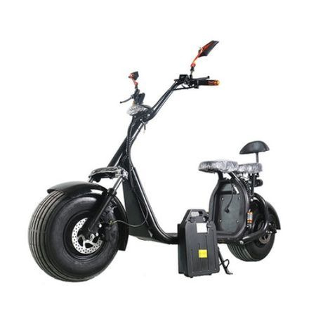 Vehicule Electrice - Scuter Electric Harley 1500W, pentru 2 persoane, Baterie 20AH Suspensie fata+spate,Far led cu indicator baterie, Telecomanda, Alarma, Negru