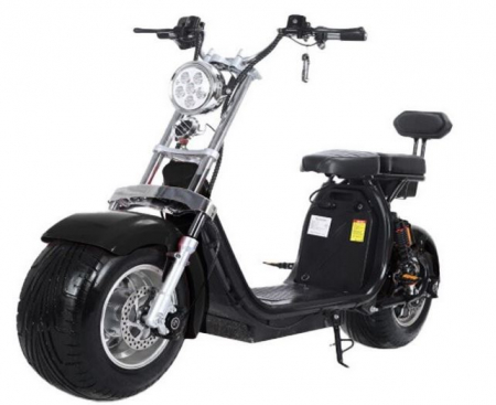 Vehicule Electrice - Scuter Electric Harley 1500W, pentru 2 persoane, Suspensie fata spate, cu baterie detasabila 12 AH, Furca Dubla, Far led cu indicator baterie, Telecomanda, Alarma, Negru