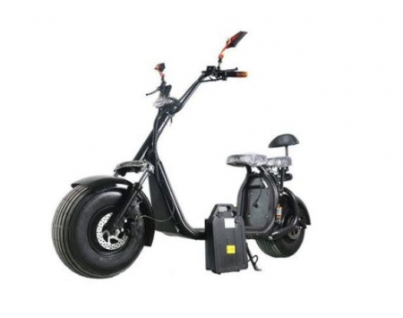 Vehicule Electrice - Scuter Electric Harley 1500W, pentru 2 persoane, Suspensie fata+spate,Far led cu indicator baterie, Telecomanda, Alarma, Negru