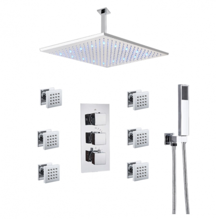 Coloane de dus - Set de dus , AquaSpa, Lumini Led, Incastrat, Palarie de 50 CM