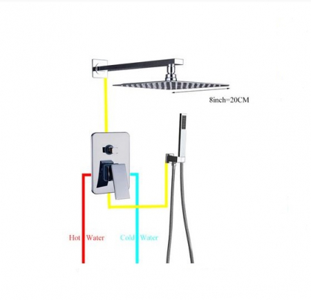 Set de dus Argintiu, AquaSpa, Robinet de dus cu efect de ploaie, 2 Functii, Palarie de dus 20 CM [1]