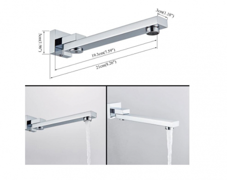 Set de dus Argintiu, AquaSpa, Robinet de dus cu efect de ploaie, 3 Functii, Palarie de dus 20 CM, Display Led A Temperaturii, Teava de dus pentru perete cu montaj sub tencuiala [2]