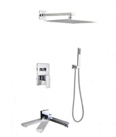Coloane de dus - Set de dus Argintiu, AquaSpa, Robinet de dus cu efect de ploaie, 3 Functii, Palarie de dus 20 CM, Teava de dus pentru perete cu montaj sub tencuiala Mobila