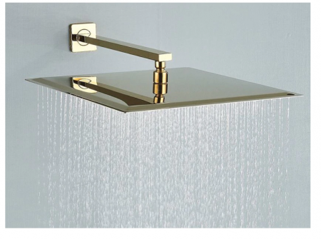 Set de dus Auriu, AquaSpa, Robinet de dus cu efect de ploaie, Palarie de dus de 40 cm [2]