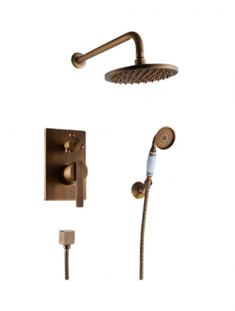 Coloane de dus - Set de dus Auriu, AquaSpa, Robinet de dus cu efect de ploaie, Retro