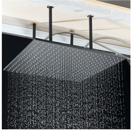 Set de dus cu termostat, negru, cu prindere in tavan si perete, 4 functii, 80x40 cm, Tip A [4]