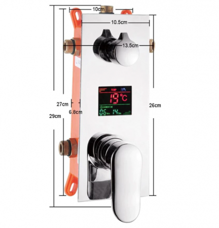 Set de dus incastrat Argintiu, cu display, AquaSpa, Palarie de dus 20 CM [3]