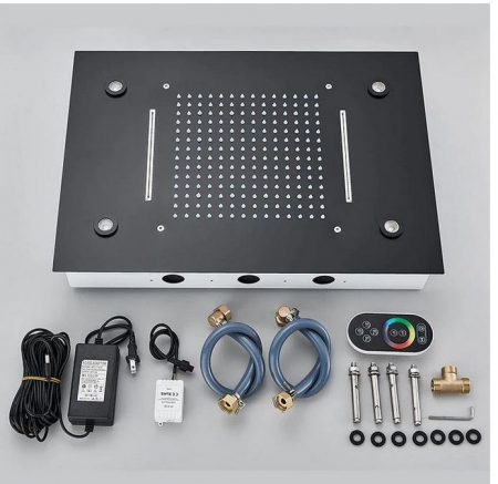 Set de dus multifunctional cu termostat, incorporat in tavan, cu led, telecomanda pentru schimbarea culorilor, 4 functii de curgere a apei, AquaSpa [4]