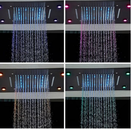 Set de dus multifunctional cu termostat, incorporat in tavan, cu led, telecomanda pentru schimbarea culorilor, 4 functii de curgere a apei, AquaSpa [5]