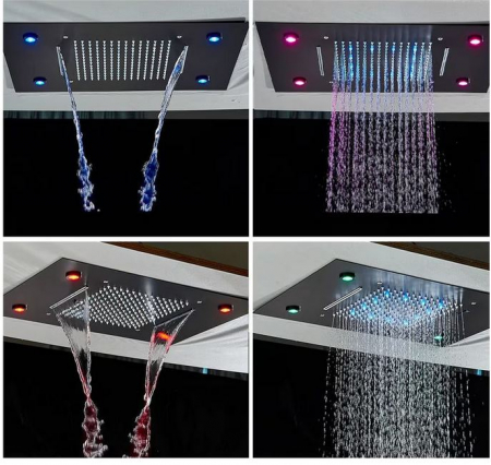 Set de dus multifunctional incorporat in tavan, cu afisaj digital, telecomanda pentru schimbarea culorilor, cap de dus stil cascada, AquaSpa [2]