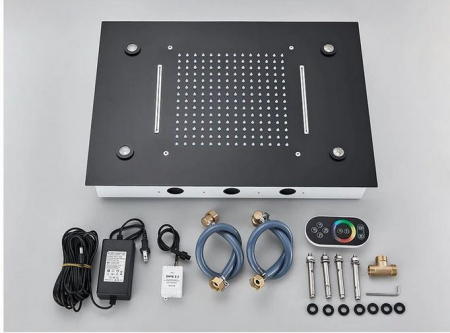 Set de dus multifunctional incorporat in tavan cu led, telecomanda pentru schimbarea culorilor, cap de dus stil cascada, AquaSpa [6]