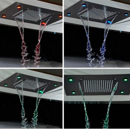 Set de dus multifunctional incorporat in tavan cu led, telecomanda pentru schimbarea culorilor, cap de dus stil cascada, AquaSpa [3]