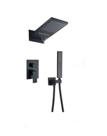 Coloane de dus - Set de dus Negru, AquaSpa, cu functie de ploaie si cascada