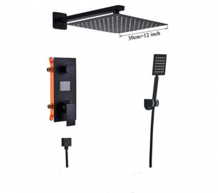 Set de dus Negru, AquaSpa, Display Led, Palarie de 25 CM [4]