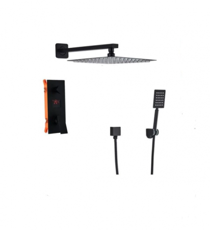 Coloane de dus - Set de dus Negru, AquaSpa, Display Led, Palarie de 25 CM