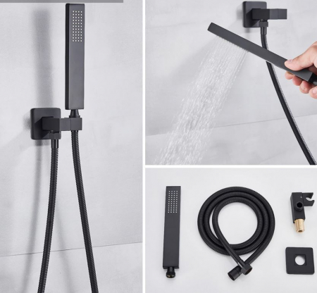 Set de dus Negru, AquaSpa, Display Led, Palarie de 30 cm, Incastrabil in tavan [2]