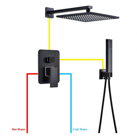 Set de dus Negru, AquaSpa, Palarie de 20 CM [1]