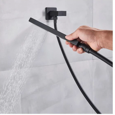 Set de dus Negru, cu Termostat, Teava de dus pentru perete cu montaj sub tencuiala Mobila ,AquaSpa [3]