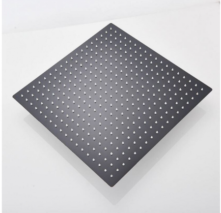 Set de dus Negru, Display Led, Palarie de 20 cm, Incastrabil in tavan, Teava de dus pentru perete stil cascada, AquaSpa [1]