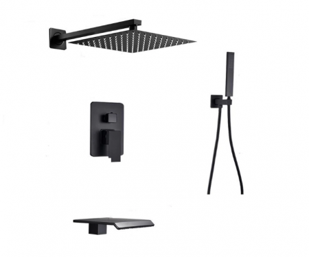 Coloane de dus - Set de dus Negru, palarie de 20 CM, functie cascada, AquaSpa
