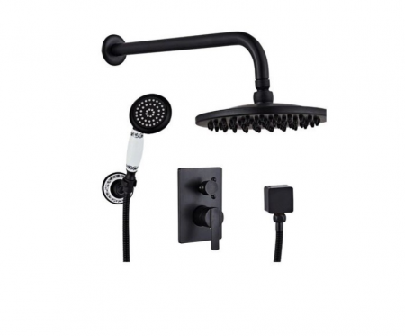 Coloane de dus - Set de dus retro cu efect de ploaie, AquaSpa, negru