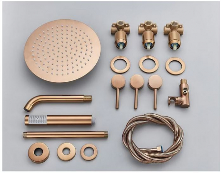 Set de dus RoseGold din otel inoxidabil cu montare pe perete, AquaSpa [5]