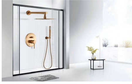 Set de dus RoseGold din otel inoxidabil cu montare pe perete, AquaSpa [6]