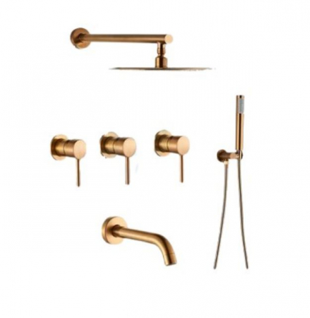 Coloane de dus - Set de dus RoseGold din otel inoxidabil cu montare pe perete, AquaSpa